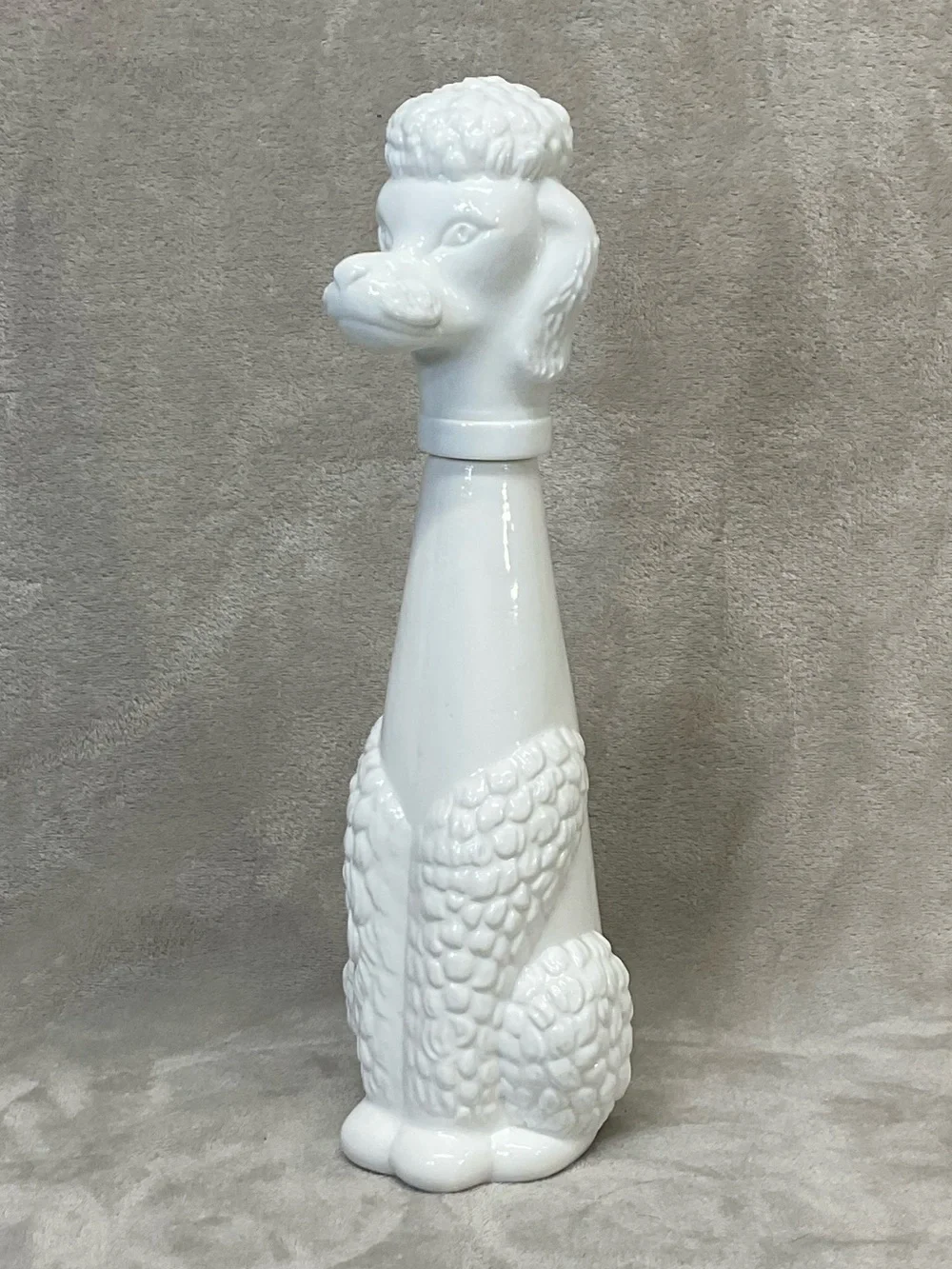 Vtg 60s 70s Poodle Dog Milk Glass Figural Wine Decanter